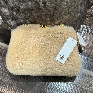 NWT Tory Burch Cleo Shearling Shoulder Bag